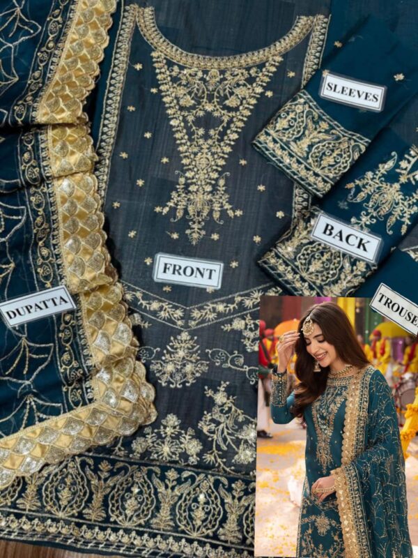 Partywear cloth suit unstitched fashion designer fancy dress   FABRIC CHIFFON Suit - Image 7